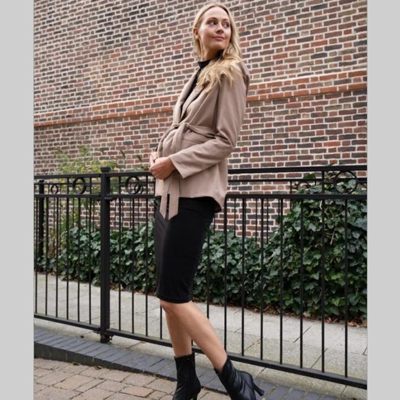 NWT maternity belted blazer collar khaki - Picture 3 of 5